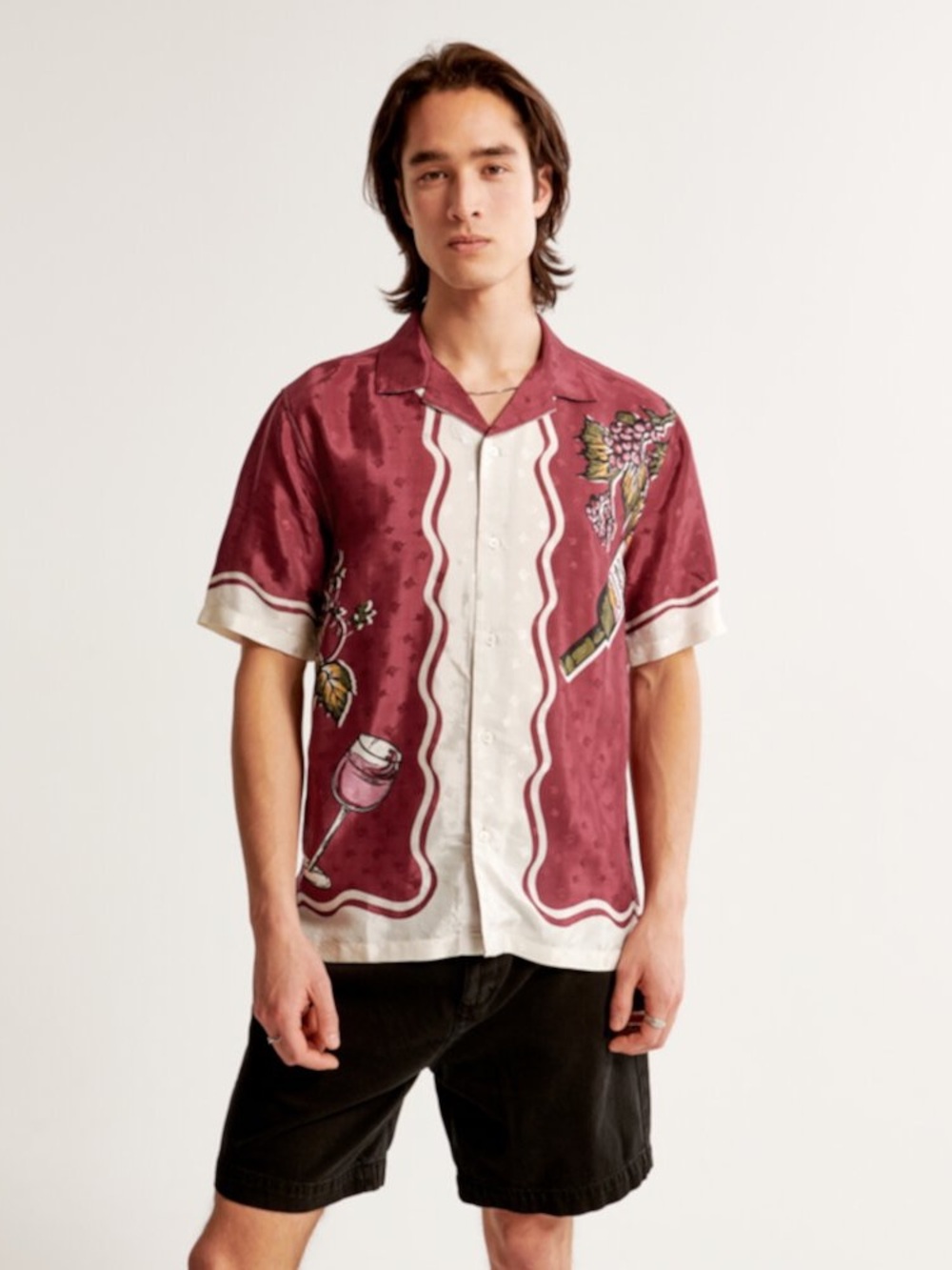 Abercrombie and Fitch Viscose(silk like) button up Wine Shirt men’s size small - Picture 8 of 10